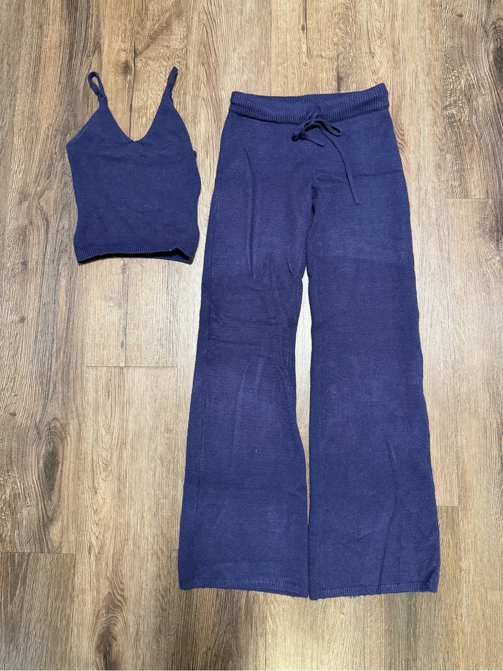 Garage Navy Blue Knit Sweater Pants Set